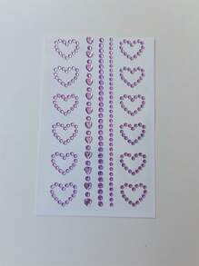 Trang trí mắt đá quý tự làm hình trái tim màu hồng, miếng dán đá giả kim cương cho đám cưới, tiệc tùng, hòa nhạc, lễ hội âm nhạc, phong cách Y2K, phụ kiện vẽ nghệ thuật trên cơ thể - Màu tím - Xem 7