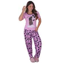 Virginia Short Sleeve Plush Suede Pajamas - Pink - View 3