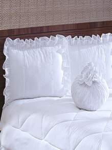 Queen Size Brisa Lace Honeymoon Quilt 04 Pca Cozy And Warm With Bundle - trắng - Xem 2