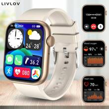 2.0'' Smart Watch Supports Women To Make/Answer Calls, Fitness Trackers With Step/ Calorie/ Tracker, IP67 Waterproof, 100+Exercise Mode, Body Temp Monitor, AI Voice Control, Suitable For Android IOS