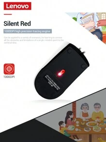 Lenovo M220L Portable Mouse For Desktop Computer, Universal Accessory With USB Cable, For Office And PC Games - Black - View 2