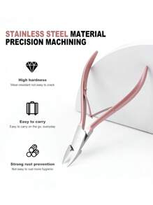 YUANDU 1 قطعة من كماشة إزالة الألماس بطلاء الذهب الوردي من الفولاذ المقاوم للصدأ، أداة تجميل وتنظيف الأظافر، لوازم الأظافر، أدوات الأظافر، أدوات فن الأظافر، عودة إلى المدرسة، الأظافر، أدوات الأظافر للأظافر المثبتة، أدوات العناية باليدين والقدمين