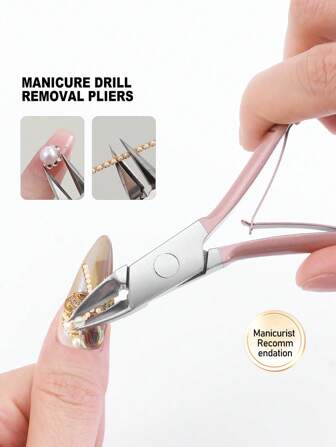 YUANDU 1 st rostfritt stål roséguld diamantborttagningstång för manikyr och skönhetsverktyg, nageltillbehör, nagelverktyg, nagelkonstverktyg, tillbaka till skolan, naglar, nagelverktyg för press-on naglar, manikyr pedikyrverktyg