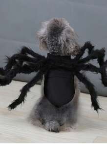 1 bộ trang phục thú cưng nhện nhồi bông cho chó, trang phục trang trí tiệc Halloween vui nhộn - màu đen - Xem 2