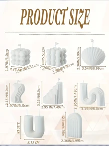 1 pieza Vela perfumada con forma geométrica hecha a mano, decoración del hogar con soporte de vela de diseño minimalista de varios niveles - Blanco - Ver 3