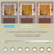 Große Schminktisch mit verstellbaren LED-Beleuchtung, Schminktisch mit Spiegel, Schminktisch mit 7 Schubladen, 4 offenen Ablagen und 5 Schmuckhaken für das Schlafzimmer, Weiß