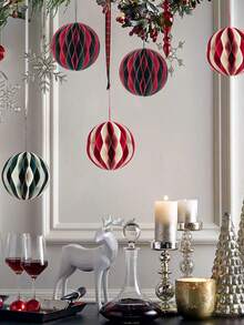 1pc Honeycomb Ball Pendant Easy Assemble New Year Christmas Tree Paper Hanging Decoration Wedding Birthday Party - Multicolor - View 5