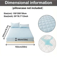 1入組3層拼接加厚床墊套,100%防水床墊保護套,柔軟透氣床單套適用於單人或雙人床（不含枕套） - 淺藍色 - 查看 20