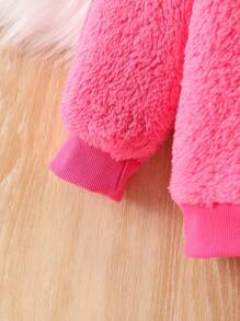 2 件/套女童 4-7 岁双面羊毛刺绣字母运动衫和纯色罗纹袖口慢跑裤，秋冬