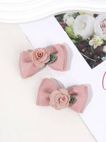 2 件山茶花蝴蝶结发夹，适合女士女孩，漂亮布艺蝴蝶结发夹配饰，适合日常万圣节爪夹发夹发夹