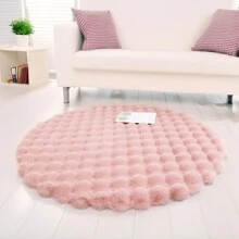 1pc Plush Soft Comfortable Circular Solid Color Rug, Cozy Fluffy Carpet Suitable For Bedroom, Living Room, Sofa, Vanity Area And More Gifts Birthday Graduation