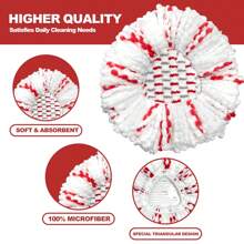 3个拖把头替换装，清洁力提升40%，适用于O-Cedar/Viledo Easy Wring单桶旋转拖把系统，深度清洁，超细纤维材质，可机洗（无需水桶） - 紅色 - 查看 4