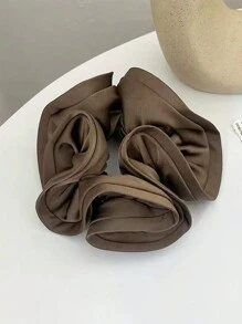 1pc/3pcs Elegant Satin Large Scrunchies With Ruffle Trim, Soft & Stretchy Hair Ties For Bun, Ponytail, Everyday Usescrunchy Hair Ties, Casual
