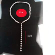 1pc Y-Shaped Faux Pearl Versatile Beaded Long Tassel Necklace/Sweater Chain
