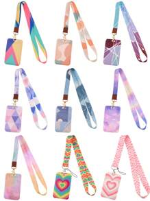 1 Set mit Blumen- und Pflanzenmuster Lanyard + Ausweishalter Kombination, Ausweishalter für Personalausweis, Arbeitsausweis, Arzt, Krankenschwester, Brustkartenhalter, Lehrer Lanyard, Schlüsselband, Ausweiskordel, einzeln oder kombiniert verwendbar, Schulmaterial, Schulbeginn