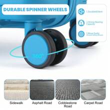 Ultralight ABS+PC Hard Case Bumpy Diamond Carry-On Suitcase With TSA Lock And 4 Spinner Wheels Available In 20" Cabin Size And 24" And 28" Check-In Sizes(1 Pc) - Blue - View 9