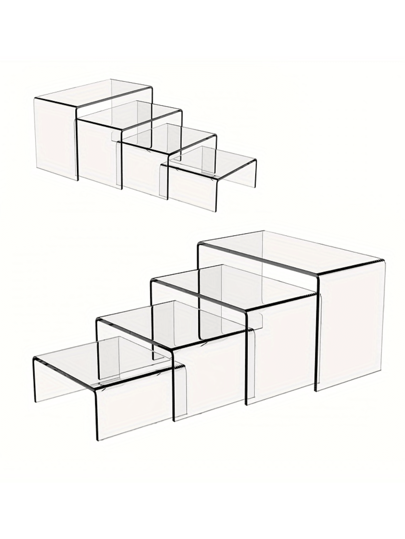 1/2 set Suport de afișare din acril, Suport de machiaj pentru colecție de produse de patiserie pentru cupcake, Raft din acrilic transparent pentru bucătărie, baie, sufragerie, suport decorativ pentru birou