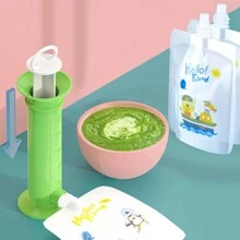 婴儿食物储存水果泥填充分配器套装 新生儿新鲜水果容器 婴儿辅食填充装置 蓝色