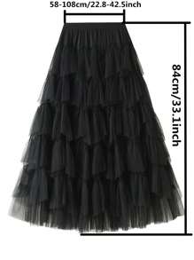 1 件全新蛋糕裙薄纱裙薄纱拼布婚纱新娘派对蓬松衬裙万圣节情人节 - 黑色 - 查看 2