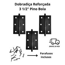 Black Colonial Reinforced Hinge 3 1/2 X 2 5/16 Ball Pin 3 Units - màu đen - Xem 3