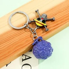 1个热血卡通动漫海贼王骷髅头标志，恶魔果实草帽小子装饰钥匙扣包包配件挂绳带证件夹汽车配件包饰圣诞礼物送给老师朋友姐妹的礼物创意 - 惡魔果實鑰匙扣 - 查看 4