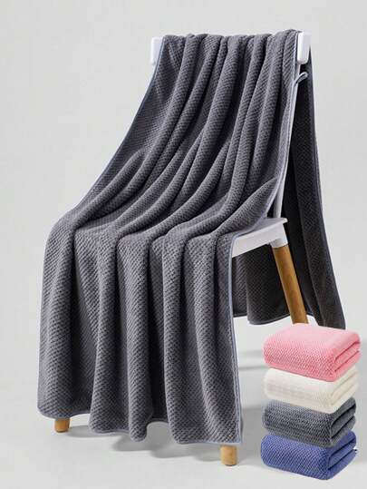 90厘米 X 170厘米特大菠萝纹理厚实吸水珊瑚绒浴巾，适合游泳、健身、沐浴、桑拿、海滩、浴室