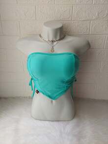 Women's Cropped Top With Band And Tie With Suplex Cup Strapless Blogueirinha One Size - Fits Sizes 36 To 42 - 綠色 - 查看 2