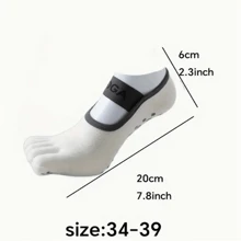 1 Pair Professional Non-Slip Cotton Sweat-Absorbent Five-Toe Split Yoga Socks For Indoor Yoga, Pilates, Dancing, Beach Essentials, Swimming Games
