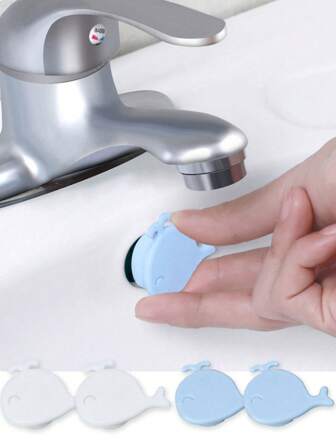 2件套，浴室水槽孔溢流盖，浴室浴缸排水盖，可爱鲸鱼图案，洗脸盆装饰盖，塑料，家庭浴室装饰配件，水槽溢流环秋季装饰返校