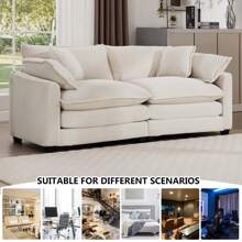 Corduroy Loveseat Couch,Modern 2 Seater Cloud Couches For Living Room,Modular Sectional Cloud Sofas With Deep Seat,Large Love Seat For Small Spaces,Apartment,Office. (Beige, 2 Seater) - 米色 - 查看 7