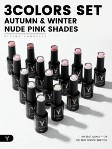 YOKEFELLOW 1 zestaw YOKEFELLOW 10 ml Nude Żelowy lakier do paznokci Zestaw 3 kolory Nude Pink Zestaw lakierów żelowych Jasnoneutralny różowy lakier do paznokci Ledwo różowy Zestaw startowy LED Soak Off Popularne zdobienia paznokci DIY Manicure Prezenty dla kobiet Dziewczyny