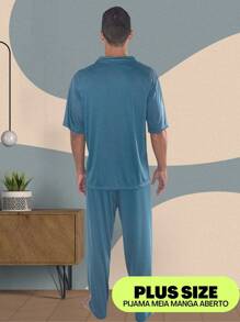 Pajamas Sleepwear Plus Size Men Adult Open Man - Green - View 4