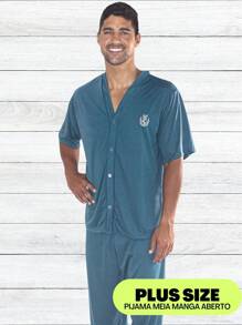 Pajamas Sleepwear Plus Size Men Adult Open Man - Green - View 1