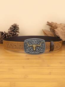 1pc Women's Casual Retro Floral Pattern Western Style Belt