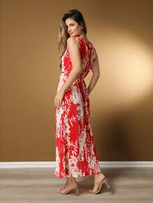 Women's Printed Dress - Đỏ - Xem 3