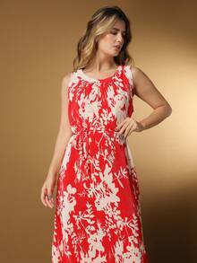 Women's Printed Dress - Đỏ - Xem 5