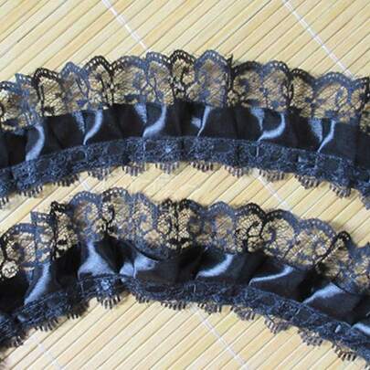 2-warstwowa plisowana organza koronkowa krawędź marszczona siateczkowa taśma wykończeniowa 2" szerokość Vintage wykończenia krawędzi tkanina haftowana aplikacja szycie rzemiosło suknia ślubna DIY ubrania zdobienie