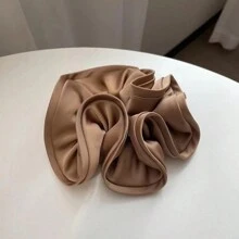 1pc/3pcs Elegant Satin Large Scrunchies With Ruffle Trim, Soft & Stretchy Hair Ties For Bun, Ponytail, Everyday Usescrunchy Hair Ties, Casual