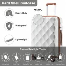 Ultralight ABS+PC Hard Case Bumpy Diamond Carry-On Suitcase With TSA Lock And 4 Spinner Wheels Available In 20" Cabin Size And 24" And 28" Check-In Sizes(1 Pc) - Beige - View 8