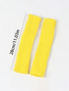1 par de mangas tejidas a rayas de 28cm de largo para mantener calientes las manos en otoño e invierno, para hombres y mujeres, tejidas, sin dedos, mangas falsas para Halloween - Multicolor - Ver 11
