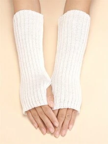 1 par de mangas tejidas a rayas de 28cm de largo para mantener calientes las manos en otoño e invierno, para hombres y mujeres, tejidas, sin dedos, mangas falsas para Halloween - Multicolor - Ver 3