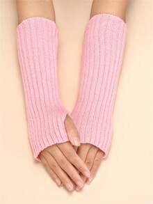 1 par de mangas tejidas a rayas de 28cm de largo para mantener calientes las manos en otoño e invierno, para hombres y mujeres, tejidas, sin dedos, mangas falsas para Halloween - Multicolor - Ver 6