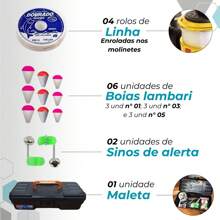 Kit Pescaria Completo 4 Varas e 4 Molinetes + Maleta com Acessórios como Iscas, Anzol, Boia e mais