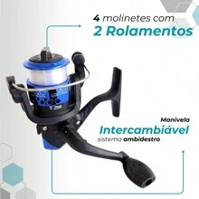Kit Pescaria Completo 4 Varas e 4 Molinetes + Maleta com Acessórios como Iscas, Anzol, Boia e mais