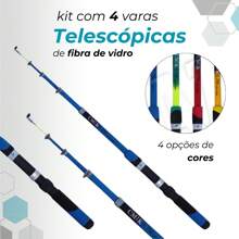 Kit Pescaria Completo 4 Varas e 4 Molinetes + Maleta com Acessórios como Iscas, Anzol, Boia e mais