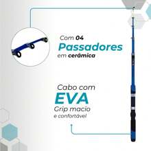 Kit Pescaria Completo 4 Varas e 4 Molinetes + Maleta com Acessórios como Iscas, Anzol, Boia e mais