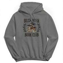 Nearly There  Witch Book Club Fall Halloween Unisex Graphic Cotton Sweatshirt Hoodie - 深灰色 - 查看 1