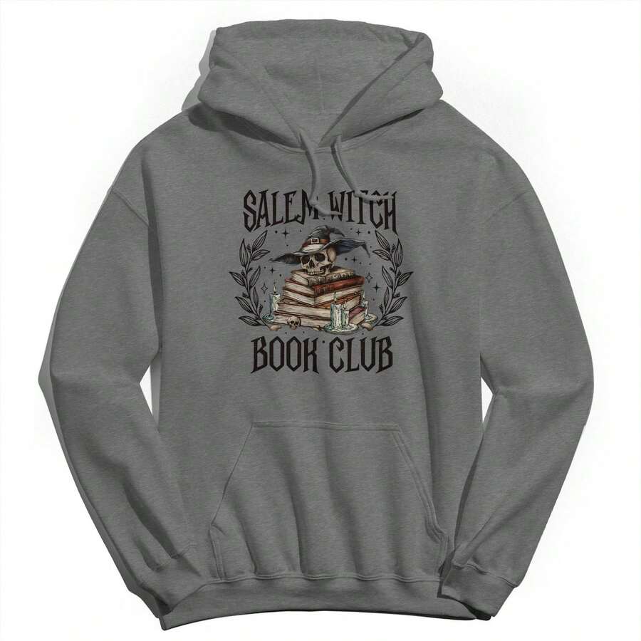 Nearly There  Witch Book Club Fall Halloween Unisex Graphic Cotton Sweatshirt Hoodie - 深灰色 - 查看 1