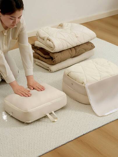 1 pieza Bolsa de compresión para guardar y transportar ropa - Bolsa de compresión para almacenar chaquetas y ahorrar espacio, adecuada para mudanzas, viajes, viajes de negocios, dormitorios y vuelta al colegio - Gran capacidad