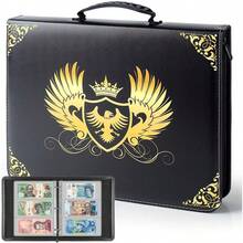 Álbum de colección de monedas, portadores de billetes de dólar para coleccionistas de papel moneda, caja de almacenamiento de dinero, carpeta con fundas para viaje de billetes/billetes/sellos/efectivo - se ajusta a los billetes grandes - [60 billetes de papel] - Negro - Ver 1